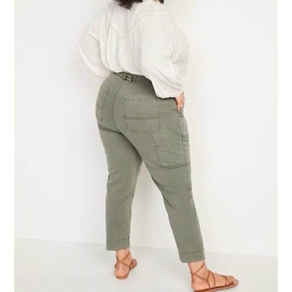 Old Navy Women’s Plus Size 26 High-Waisted Straight Canvas Workwear Pants Green - Picture 3 of 10